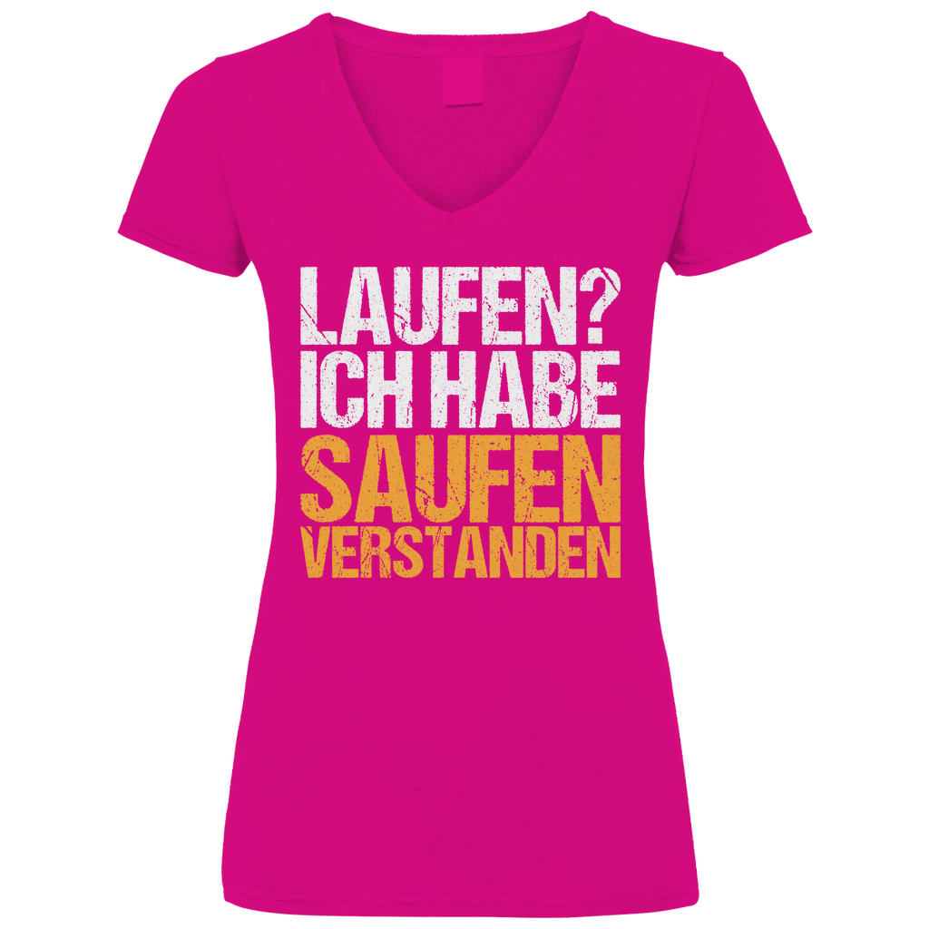 Laufen? Ich habe saufen verstanden - V-Neck Damenshirt