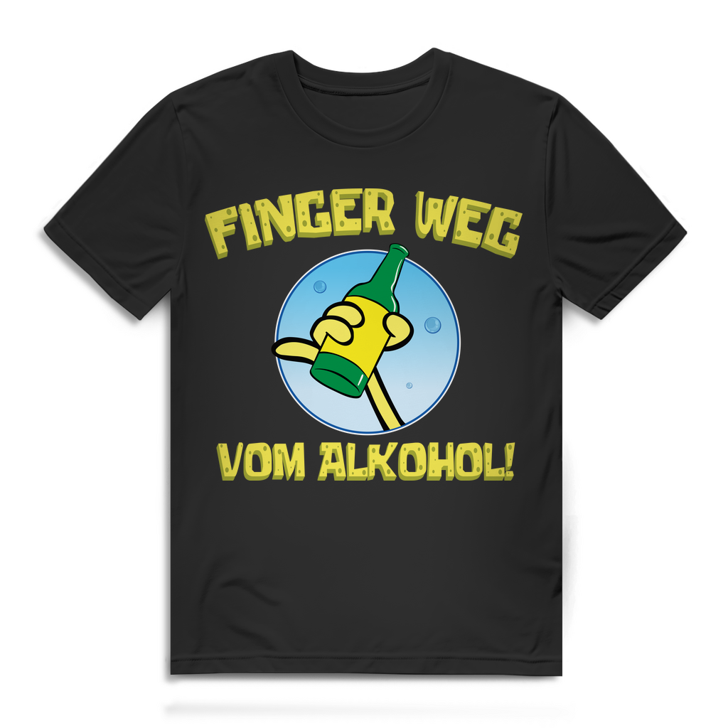 Lustiges Herren Shirt Finger weg vom Alkohol Beer Bottle Flaschen Design Bio Black