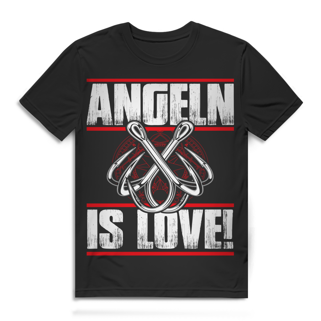 Angeln is love! Herren Premium Bio T‑Shirt – Fishing Passion für echte Angler Black