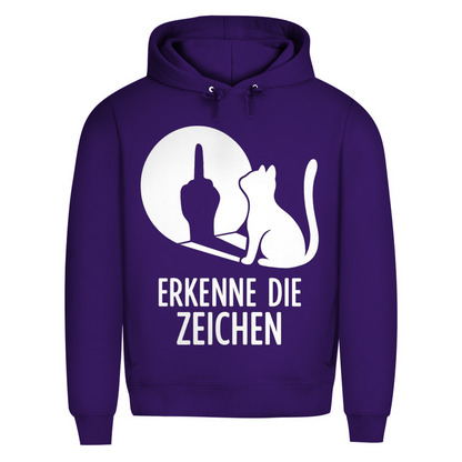 Herren Premium Bio Hoodie Erkenne Die Zeichen Katze Katzenliebhaber Radiant Purple