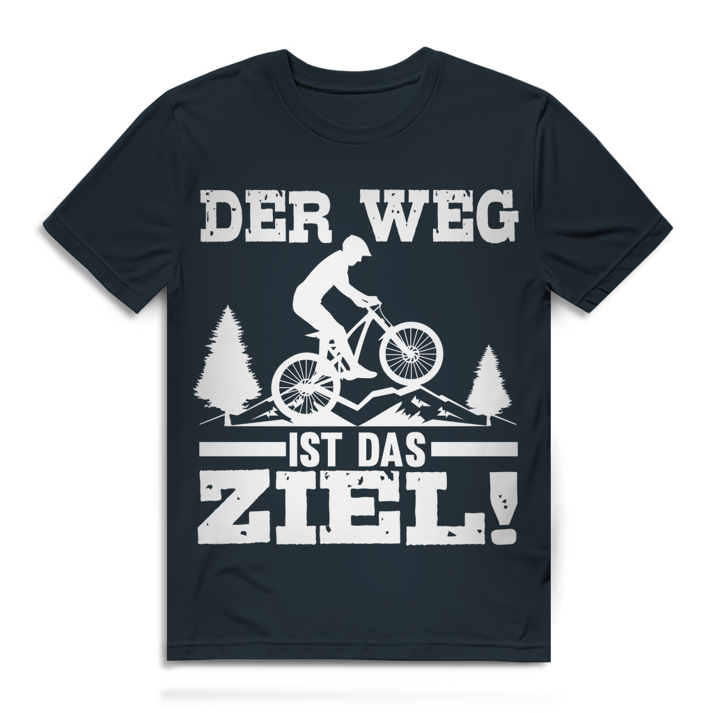 Lustiges Herren Bio T-Shirt Der Weg ist das Ziel MTB Fahrrad Spruch Fun Shirt Dark Grey Solid