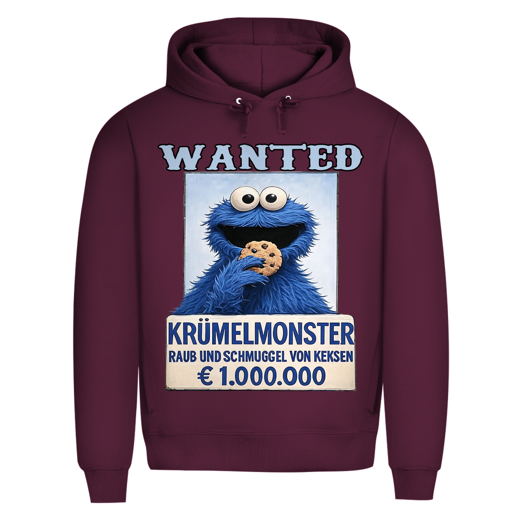 Wanted Krümelmonster Raub und Schmuggel von Keksen - Herren Premium Bio Hoodie Burgundy