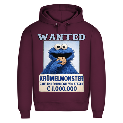Wanted Krümelmonster Raub und Schmuggel von Keksen - Herren Premium Bio Hoodie Burgundy