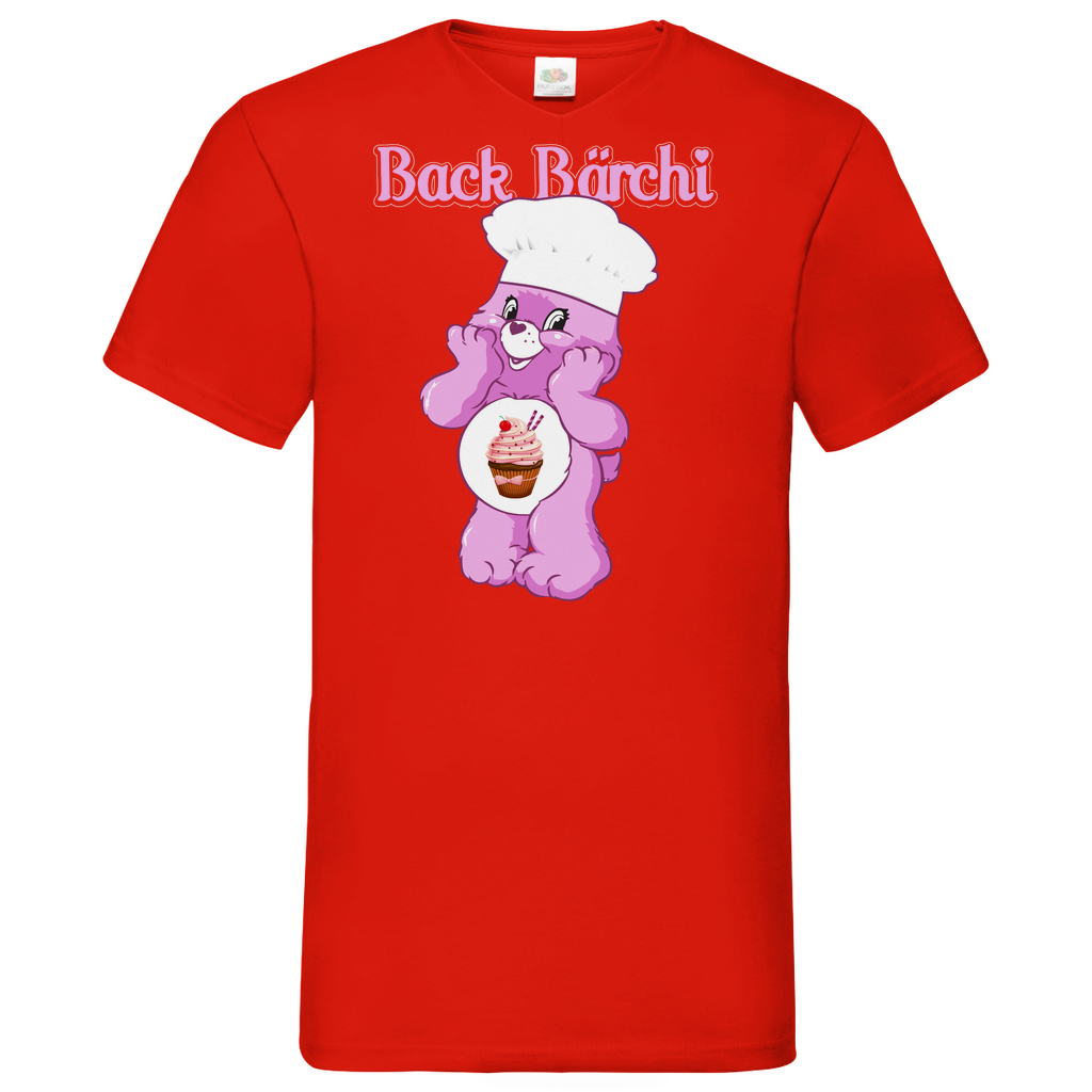 Back Bärchi - Glücksbärchi - Herren V-Neck Shirt Red