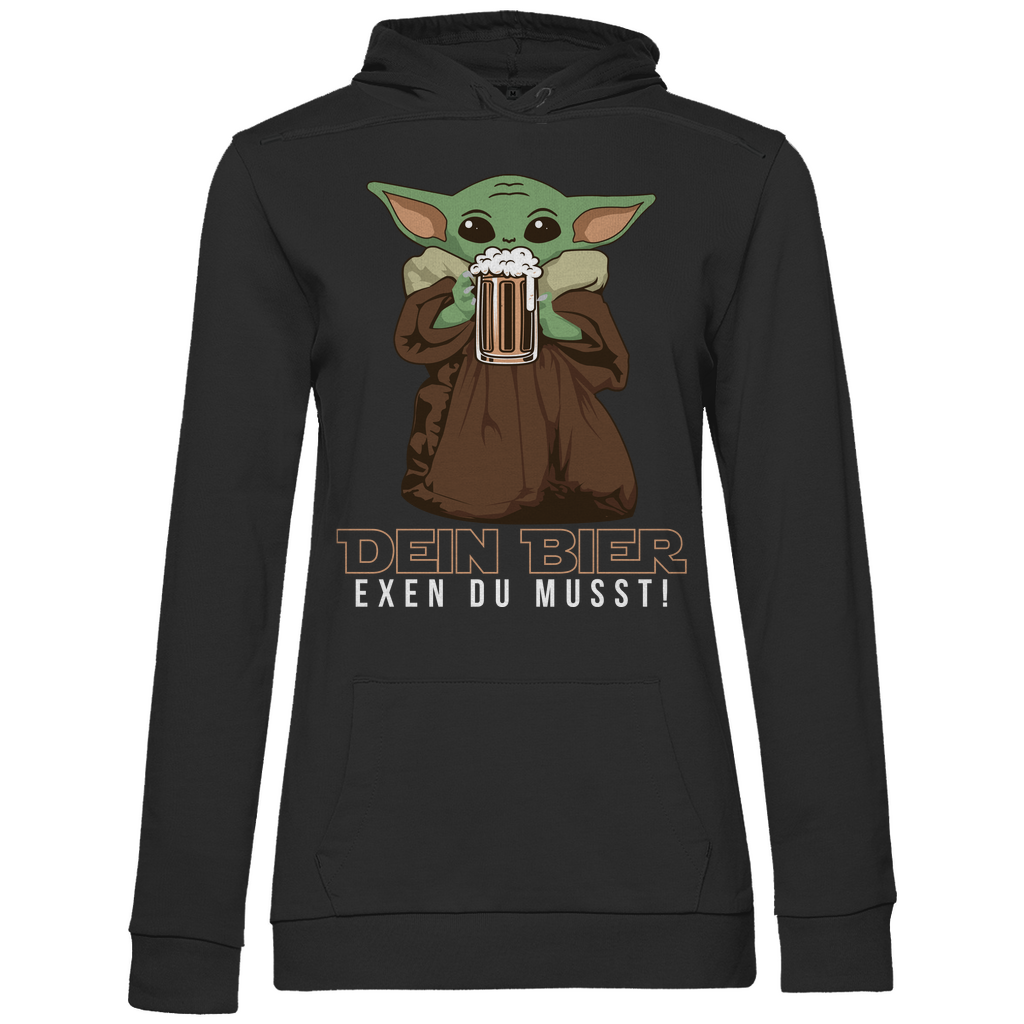 Dein Bier exen du musst Baby Yoda - Damen Hoodie Black