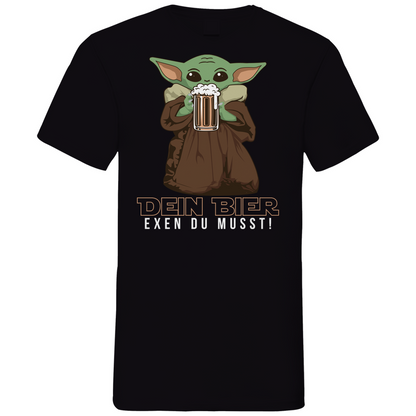 Dein Bier exen du musst Baby Yoda - Herren V-Neck Shirt Black