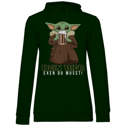 Dein Bier exen du musst Baby Yoda - Damen Hoodie Forest Green