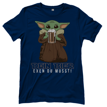 Dein Bier exen du musst Baby Yoda - Damenshirt Navy