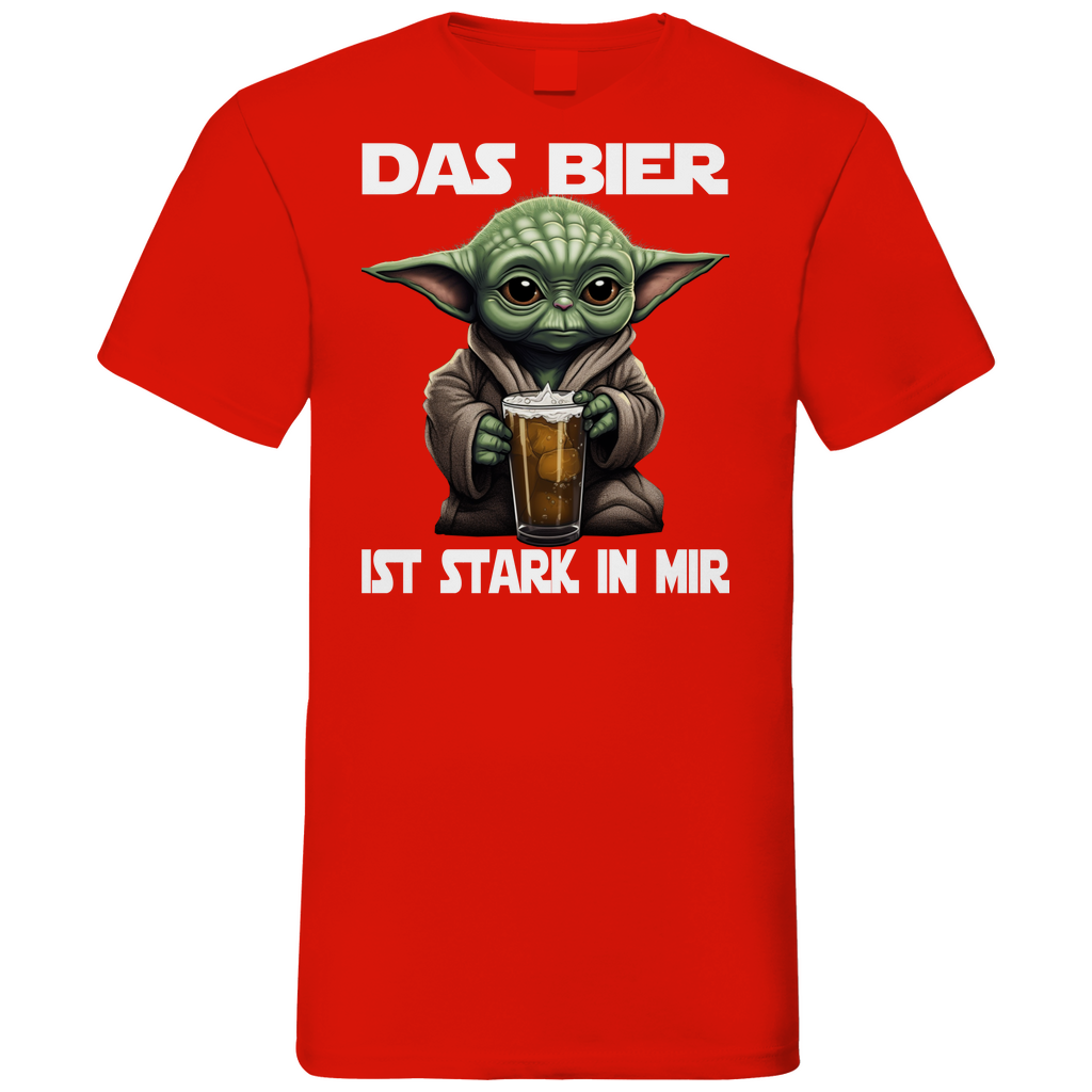 Das Bier ist stark in mir - Baby Yoda Grogu - Herren V-Neck Shirt Red