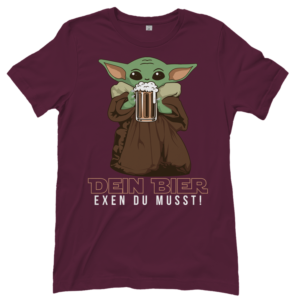 Dein Bier exen du musst Baby Yoda - Damenshirt Burgundy