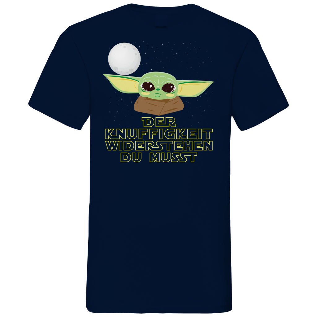 Knuffigkeit widerstehen - Baby Yoda Grogu - Herren V-Neck Shirt Navy