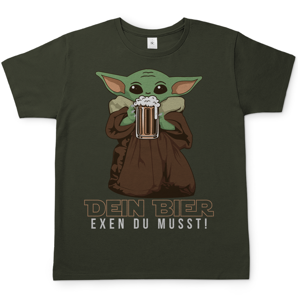 Dein Bier exen du musst Baby Yoda - Herren Shirt Urban Khaki