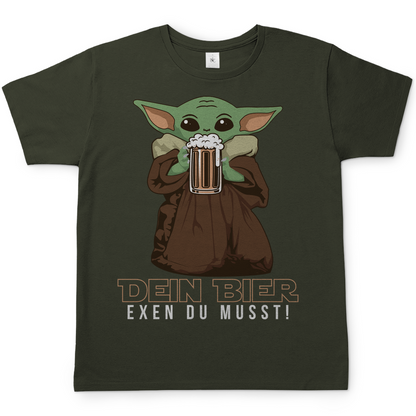 Dein Bier exen du musst Baby Yoda - Herren Shirt Urban Khaki