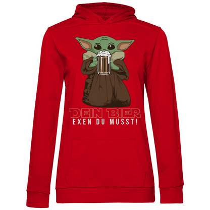 Dein Bier exen du musst Baby Yoda - Damen Hoodie Red