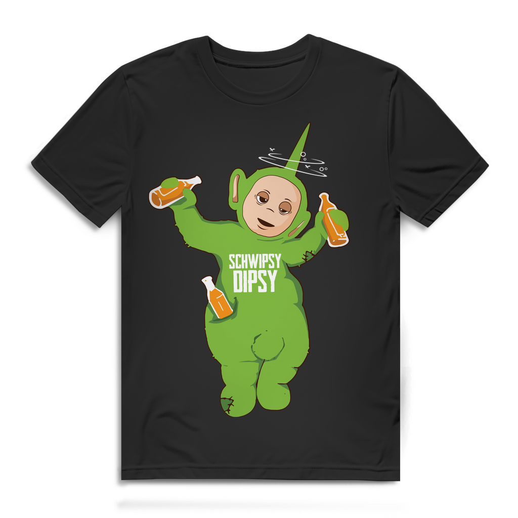 Schwipsy Dipsy T-Shirt Herren – Lustiges Teletubbie Suff Motiv zum feiern Black