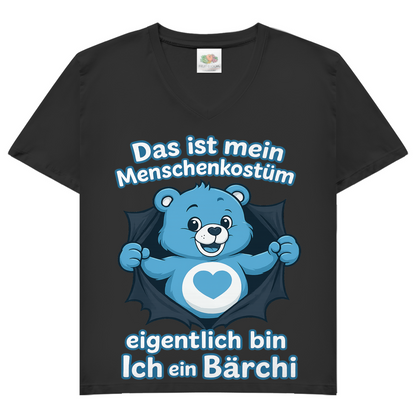 Damen V-Neck T-Shirt Menschenkostüm eigentlich bin ich ein Bärchi Black