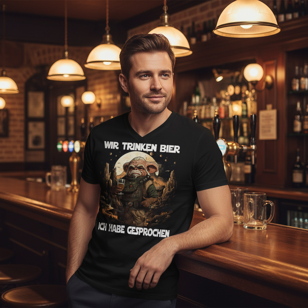 Wir trinken Bier ich habe gesprochen - Mandalorian - Herren V-Neck Shirt