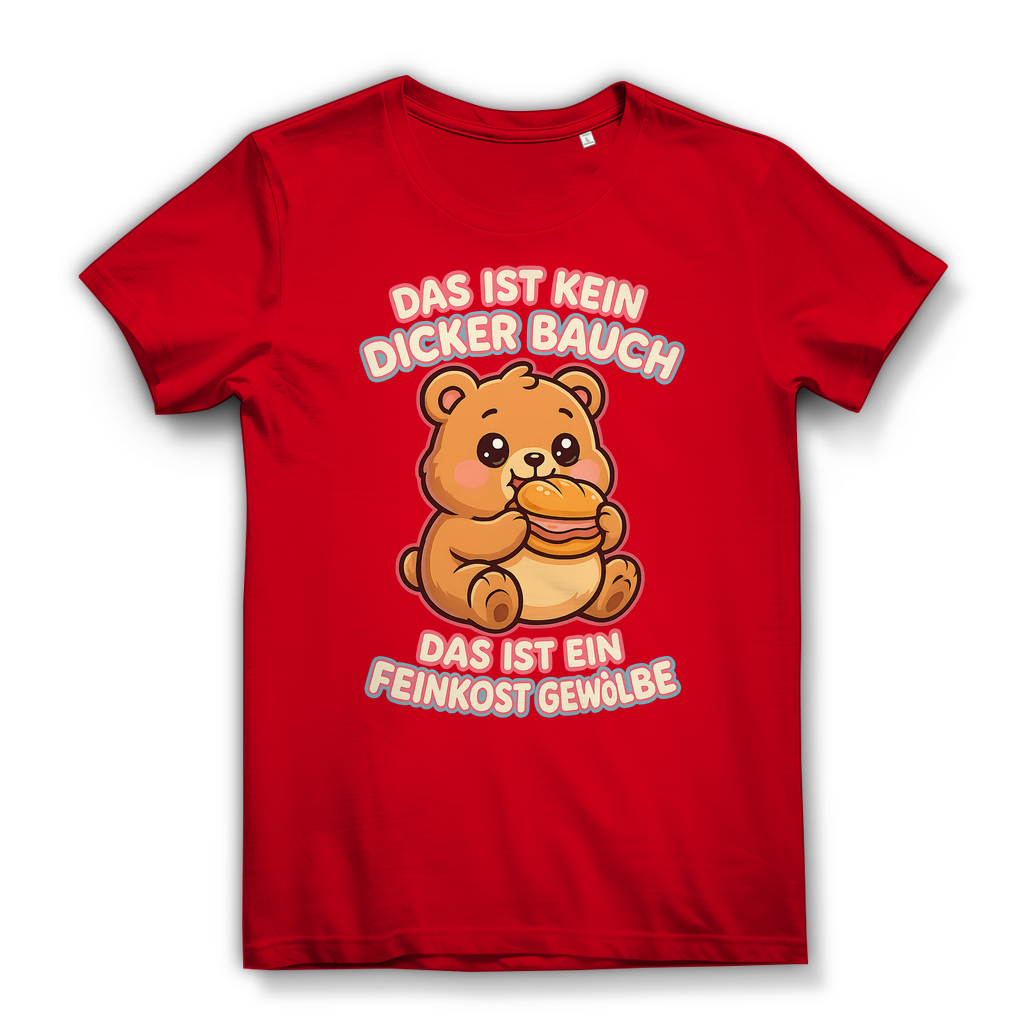 Damen Premium Bio T-Shirt Das Ist Kein Dicker Bauch Das Ist Ein Feinkost Gewölbe Teddybär Red