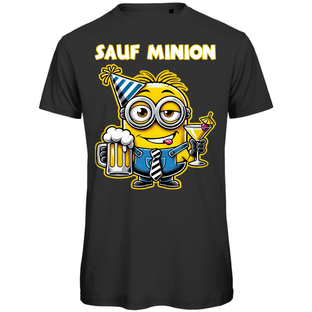 Sauf Minion Herren T-Shirt - Bio Baumwolle, Lustiges Design, Party Shirt, Premium Qualität