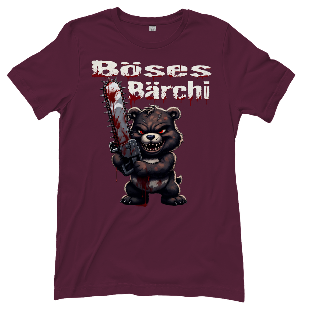 Böses Bärchi Kettensäge Damen T-Shirt Burgundy