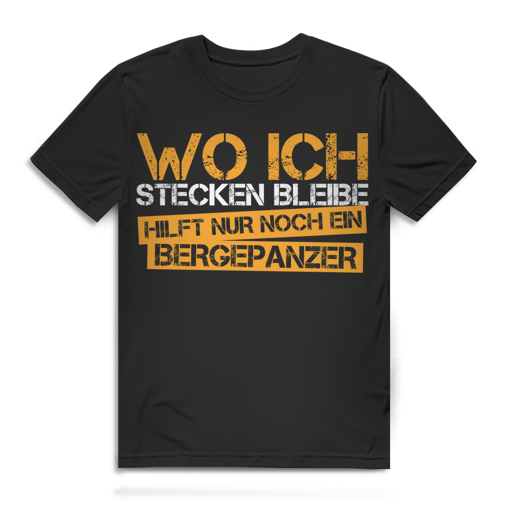4x4 Allrad Herren T-Shirt – Wo ich stecken bleibe hilft nur ein Bergepanzer Black