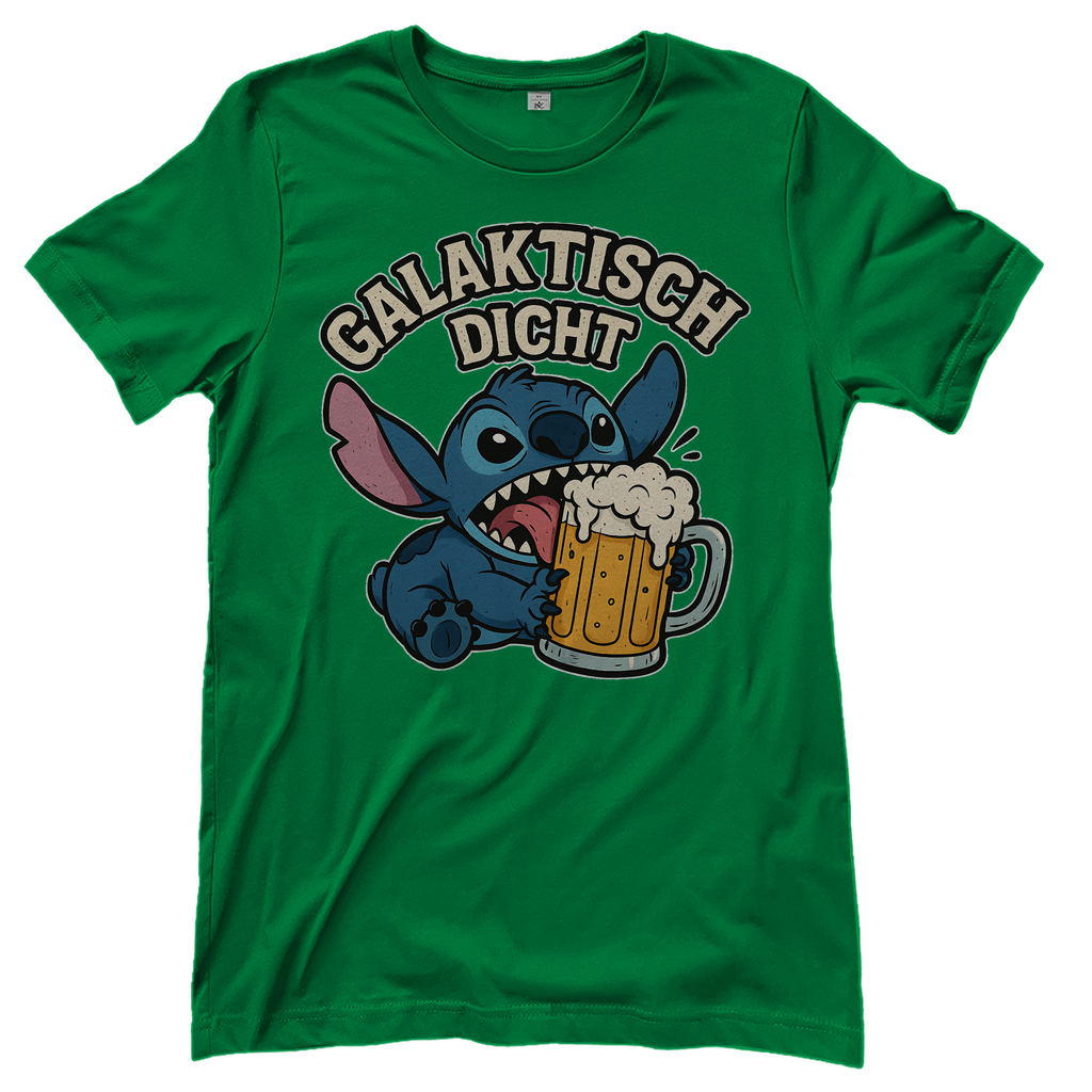 Stitch Galaktisch Dicht Bier Alien - Damen T-Shirt Kelly Green