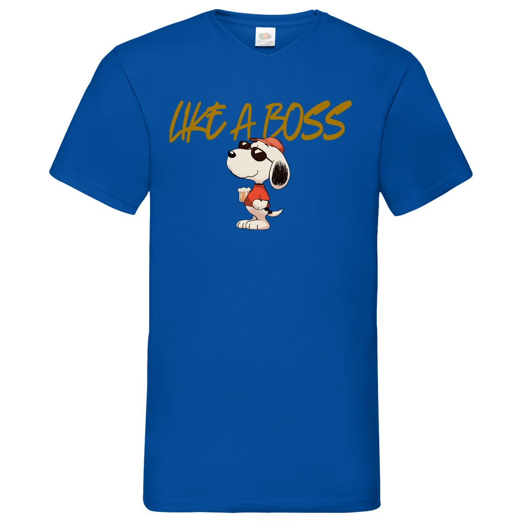 Peanuts Snoopy mit Bier Like a Boss - Herren V-Neck Shirt Royal Blue