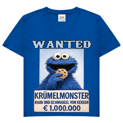 Wanted Krümelmonster Raub und Schmuggel von Keksen - Damen V-Neck T-Shirt Royal Blue