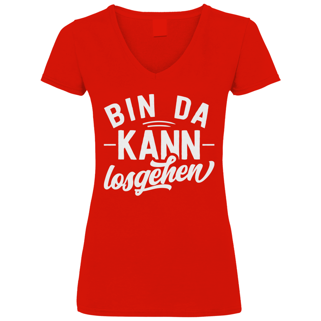 Bin da kann losgehen - V-Neck Damenshirt