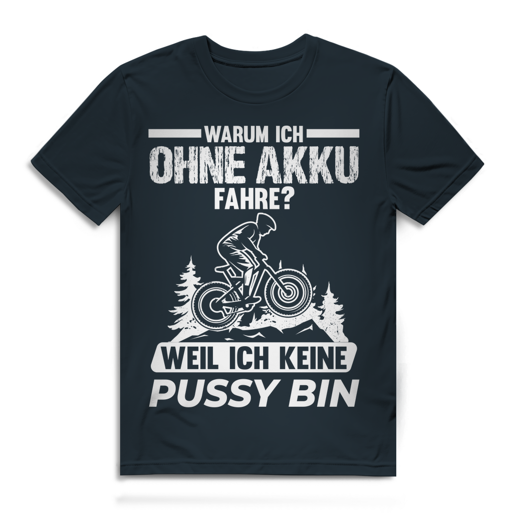Lustiges Biker Shirt Herren – Warum ich ohne Akku fahre MTB Bio Baumwolle Shirt Dark Grey Solid