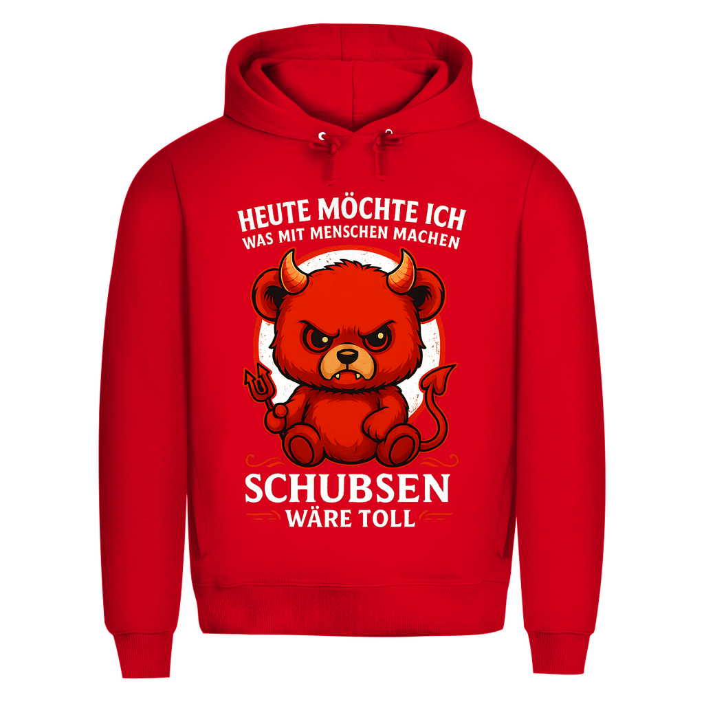 Heute möchte ich was mit Menschen machen Schubsen wäre toll Herren Premium Bio Hoodie Red