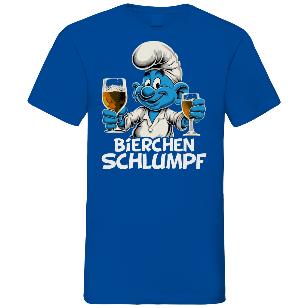 Bierchen Schlumpf Grafik - Herren V-Neck Shirt