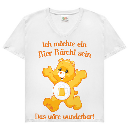 Damen V-Neck T-Shirt Ich möchte ein Bier Bärchi sein das wäre wunderbar! White