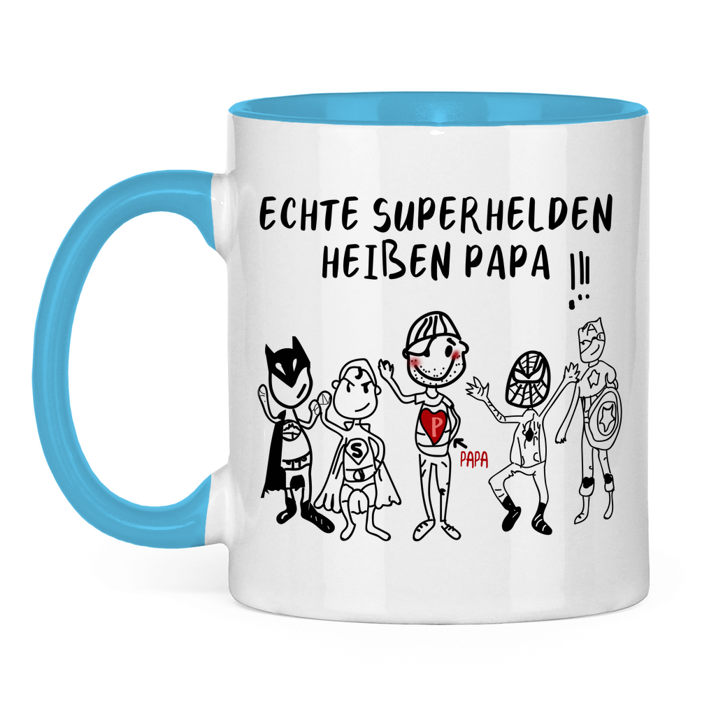 Echte Superhelden heißen Papa! - Tasse zweifarbig