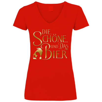 Die Schöne und das Biest Bier - V-Neck Damenshirt Red XL