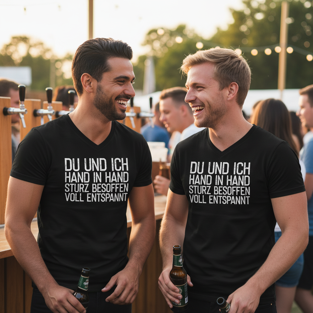 Du und ich Hand in Hand - Herren V-Neck Shirt