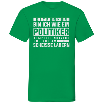 Betrunken bin ich wie ein Politiker - Herren V-Neck Shirt Kelly Green