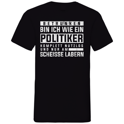Betrunken bin ich wie ein Politiker - Herren V-Neck Shirt Black