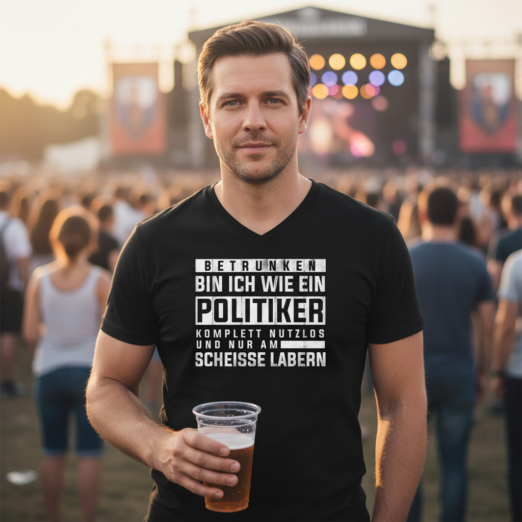 Betrunken bin ich wie ein Politiker - Herren V-Neck Shirt