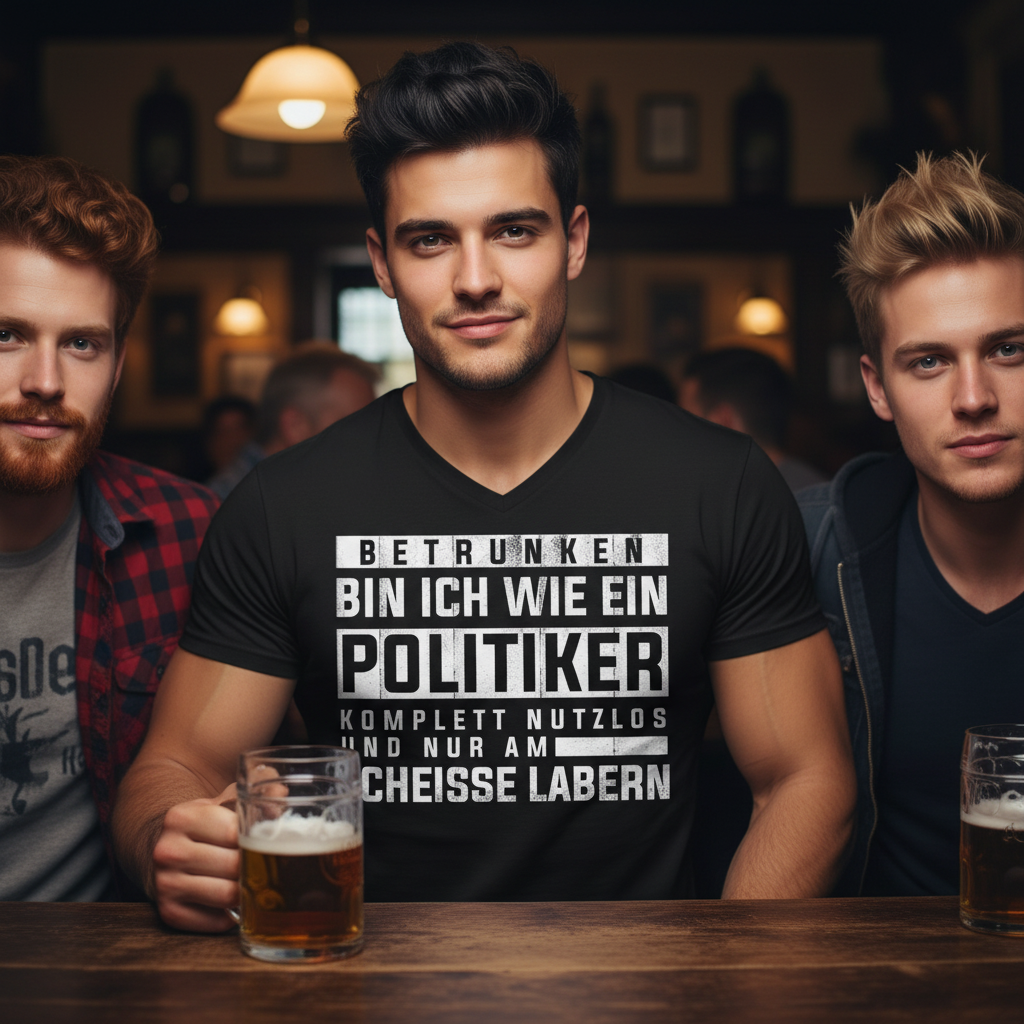 Betrunken bin ich wie ein Politiker - Herren V-Neck Shirt