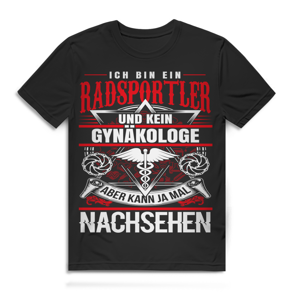 Männer T-Shirt Radsport – Frecher Gynäkologen Witz für Biker &amp; Sportler Black