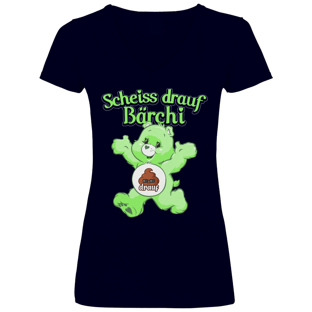 Scheiss drauf Bärchi - Glücksbärchi - V-Neck Damenshirt Deep Navy
