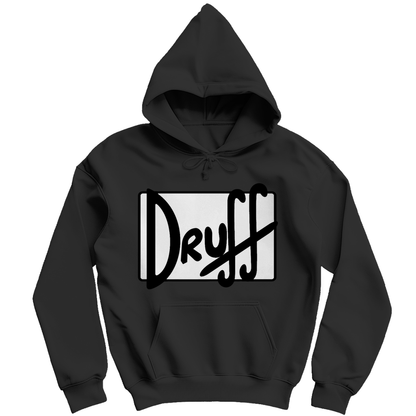 Herren Hoodie druﬀ – Bold Retro Logo Design im Cartoon-Style Jet Black