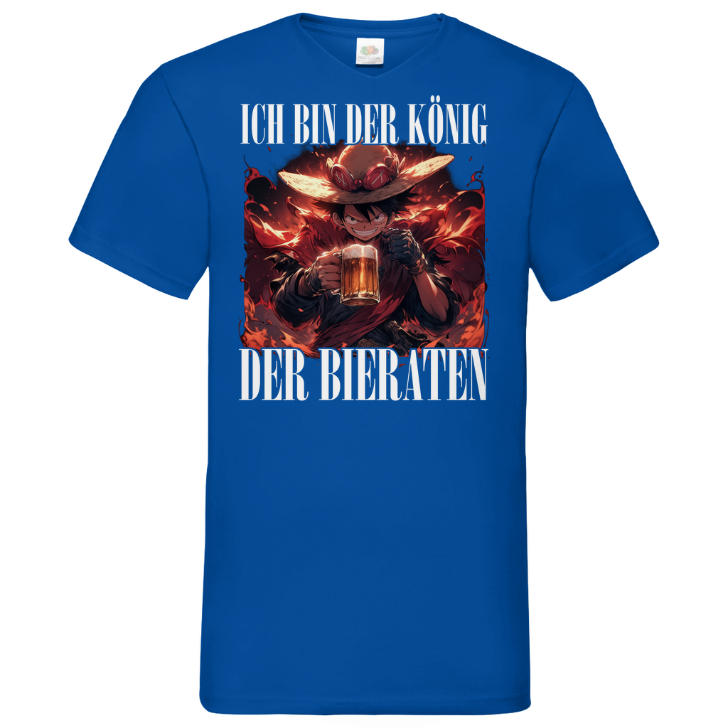 König der Bieraten - One Piece Ruffy - Herren V-Neck Shirt Royal Blue