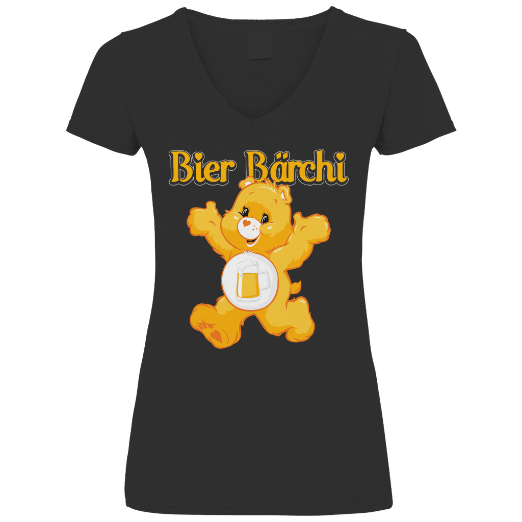Bier Bärchi - Glücksbärchi - V-Neck Damenshirt Black