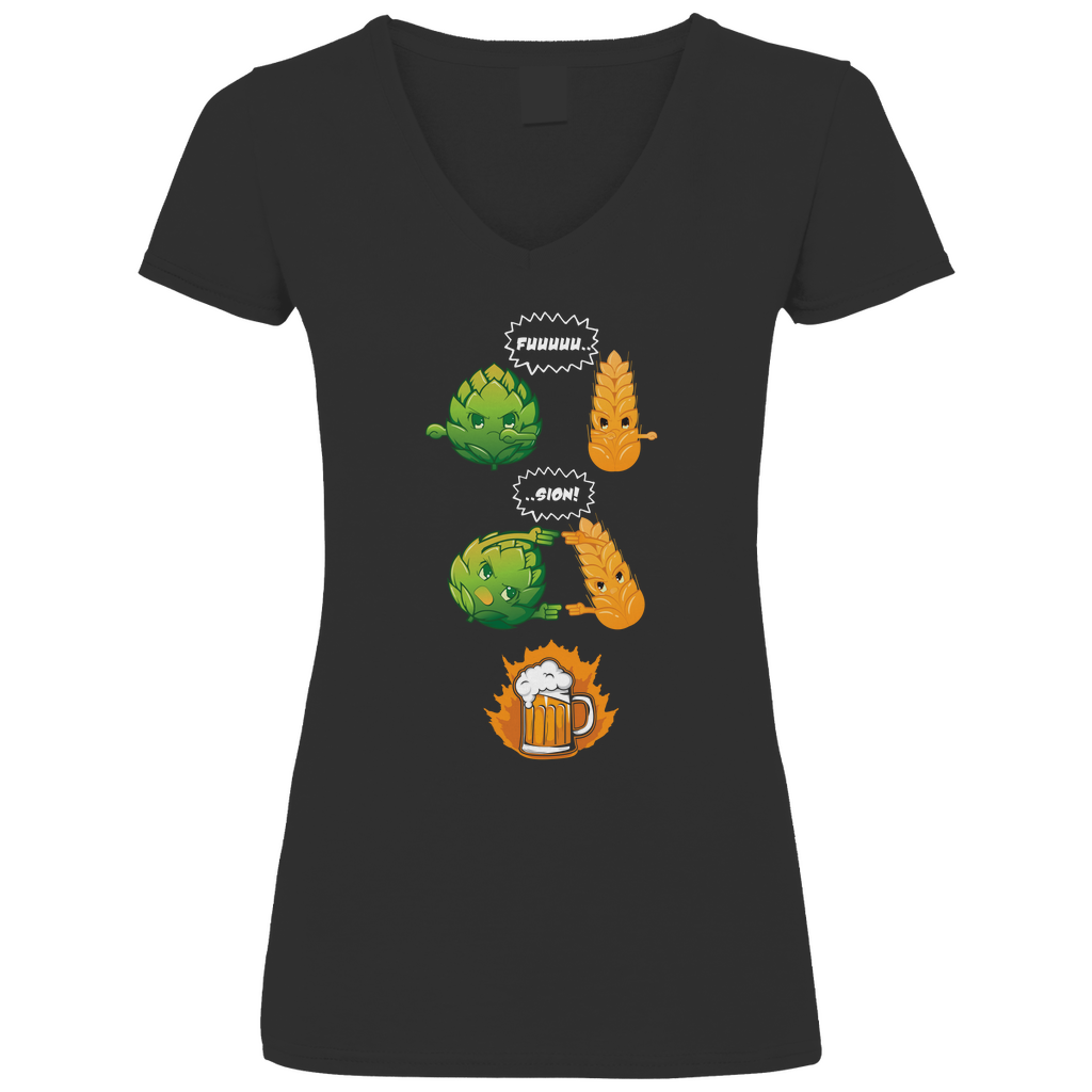 Bier Fusion - V-Neck Damenshirt Black