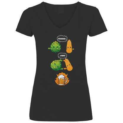 Bier Fusion - V-Neck Damenshirt Black
