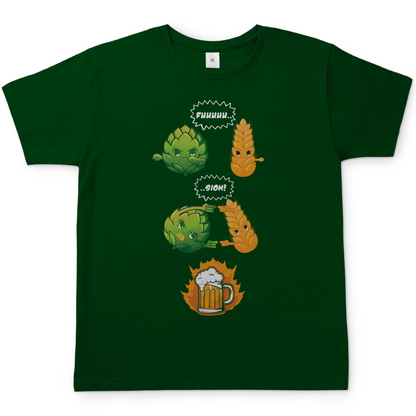 Flaschengrünes Bottle Green Herren Shirt mit Bier Fusion FUUUUU...SION! Design, Frontansicht