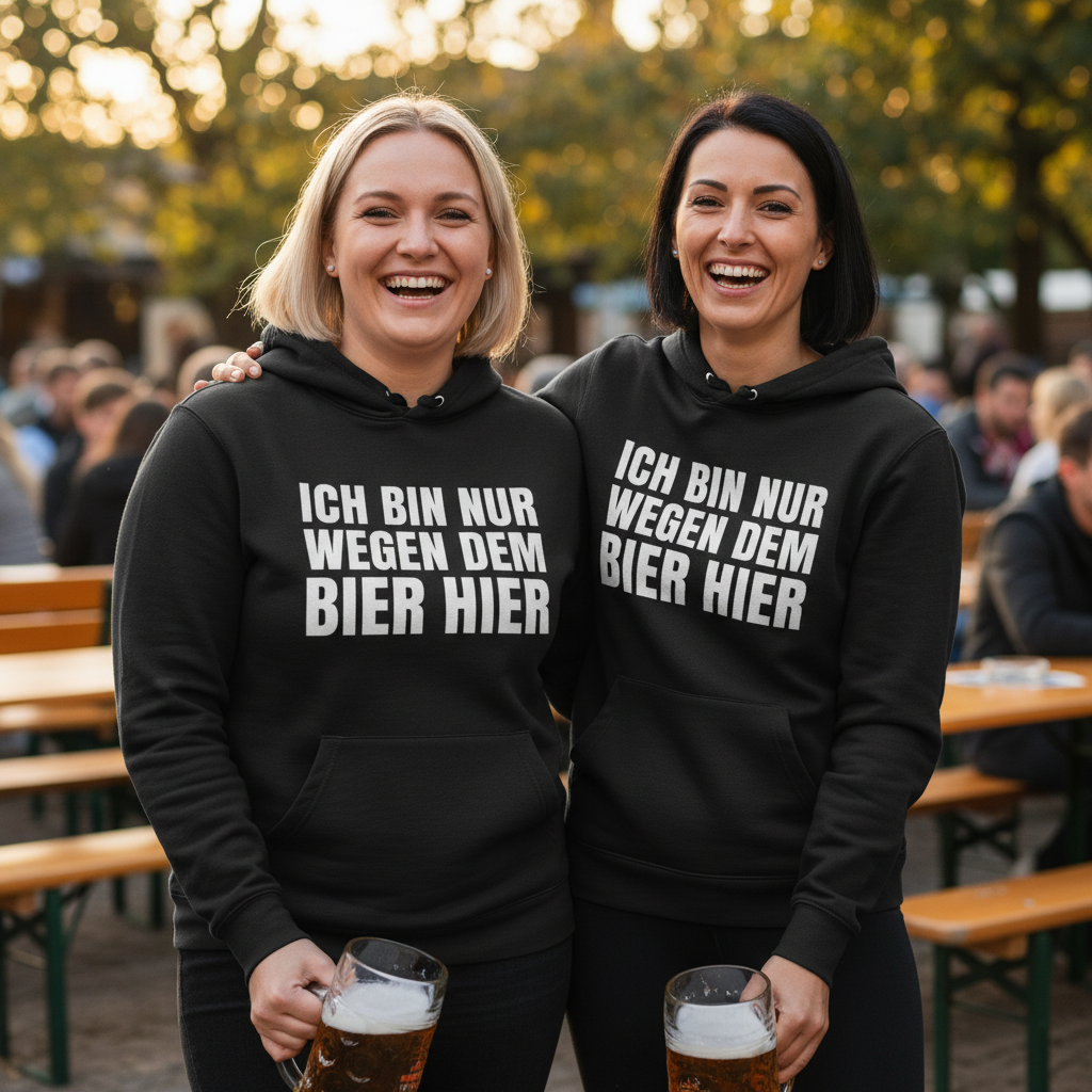 Ich bin nur wegen dem Bier hier - Damen Hoodie