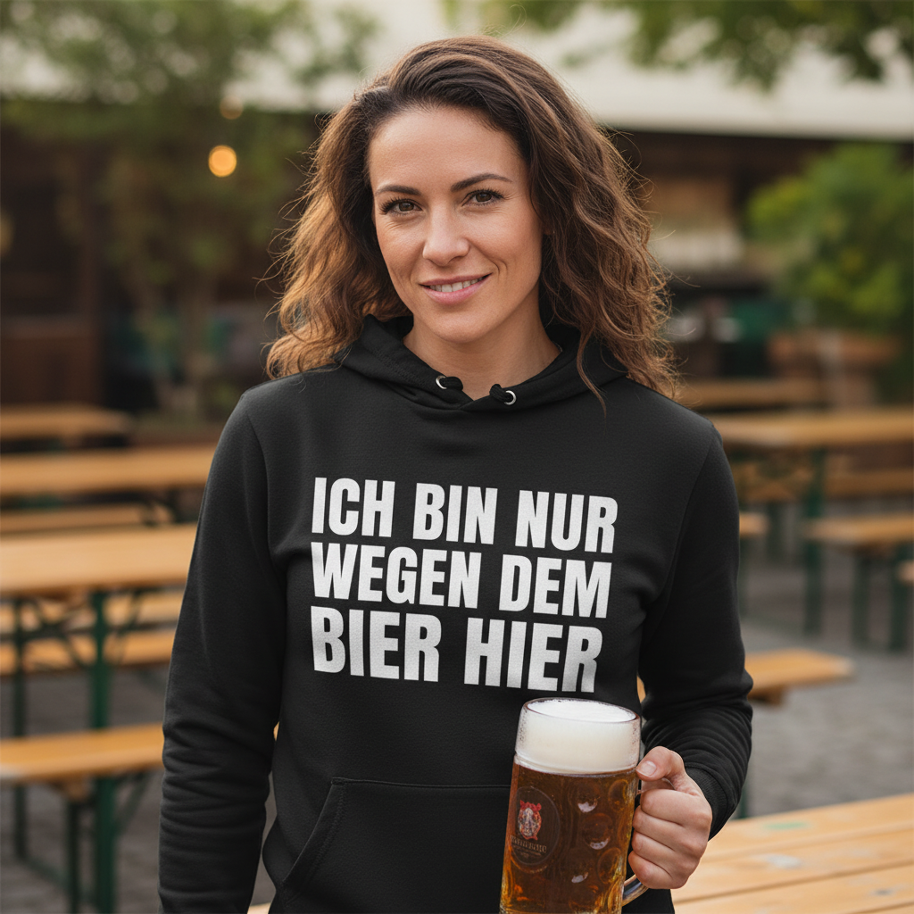 Ich bin nur wegen dem Bier hier - Damen Hoodie